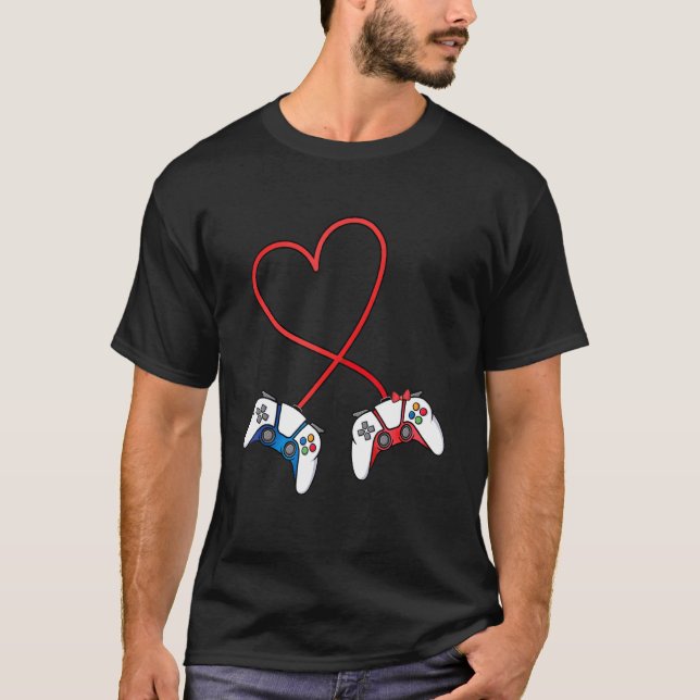 Camiseta Amo el videojuego Día de San Valentín Controlador  (Anverso)