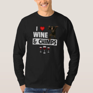 Camiseta Amo el vino y los chimpancés bebiendo mono chimpan