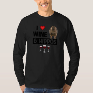 Camiseta Amo el vino y los hipopótamos bebiendo Safari de v