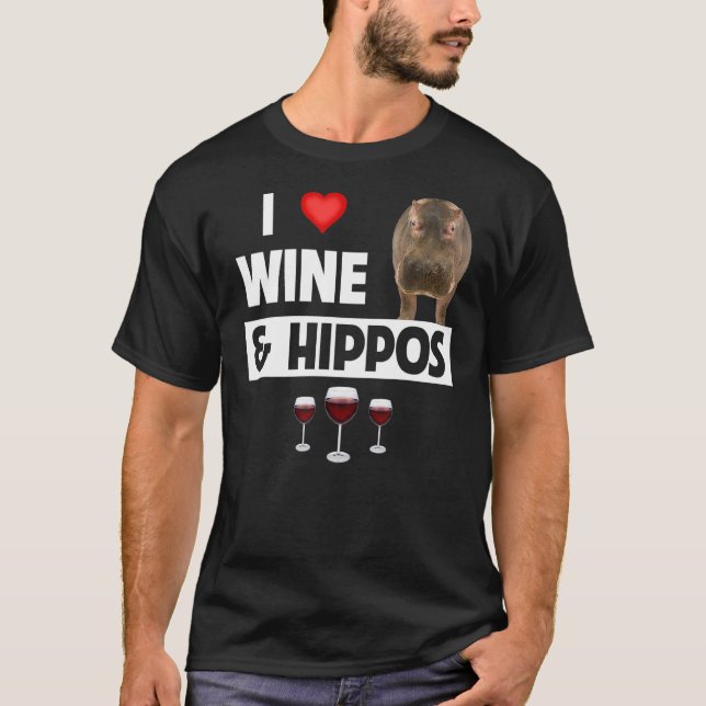 Camiseta Amo el vino y los hipopótamos que beben Safari de  (Anverso)