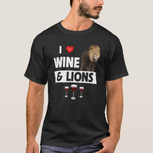 Camiseta Amo el vino y los leones que beben Fiesta animal