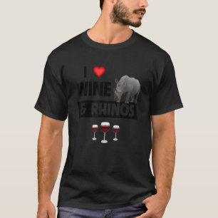 Camiseta Amo el vino y los rinocerontes beben el Safari del