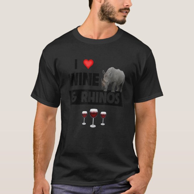 Camiseta Amo el vino y los rinocerontes beben el Safari del (Anverso)