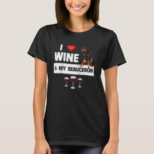 Camiseta Amo el vino y mi bella pastora de perro mamá papá 