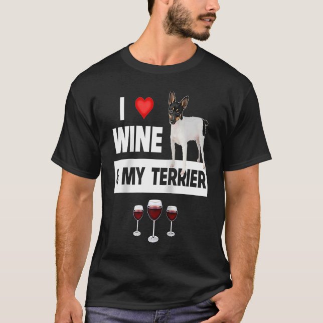 Camiseta Amo el vino y mi padre mamá, amante del perro del  (Anverso)