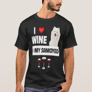 Camiseta Amo el vino y mis pastas de pastelería Samoyed Mam