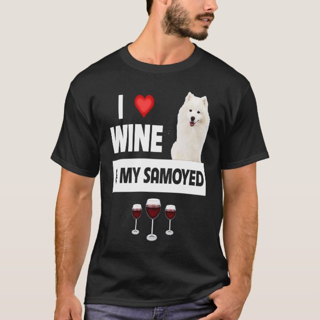 Camiseta Amo el vino y mis pastas de pastelería Samoyed Mam (Anverso)