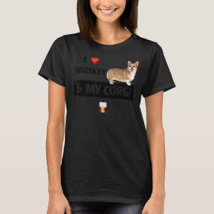 Camiseta Amo El Whisky Y A Mi Corgi Mamá Papá Perro Bebiend