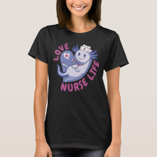 Camiseta Amo Enfermera Vida Cute Axolotl Estetoscopio Coraz