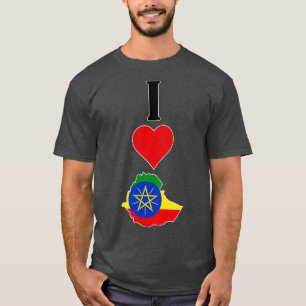 Camiseta Amo Etiopía vertical y corazón a país etíope