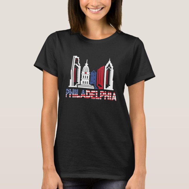 Camiseta Amo Filmación del paisaje urbano de Filadelfia en  (Anverso)