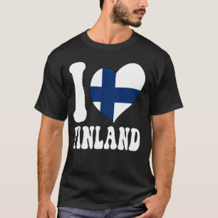 Camiseta Amo Finlandia Amo el corazón de la bandera de Finl