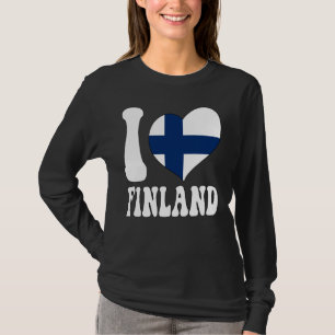 Camiseta Amo Finlandia Amo el corazón de la bandera de Finl