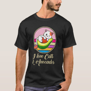 Camiseta Amo Gatos & Aguacates Retro Veganos Vegetarianos F