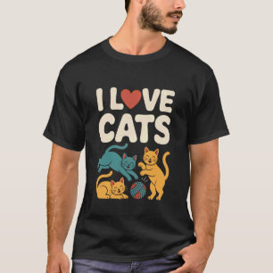 Camiseta Amo Gatos Gatitos Juguetones Bola de Estambre