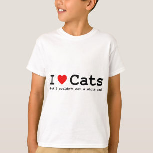 Camiseta Amo gatos (solamente me no podría comer entero)