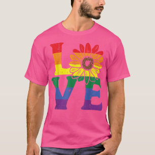 Camiseta Amo gay arcoiris Flor de girasol Bandera del Orgul