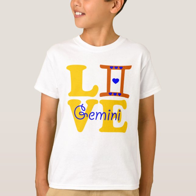 Camiseta ♊ 😍 Amo Gemini-Best Zodiac Rótulo Crewneck (Anverso)