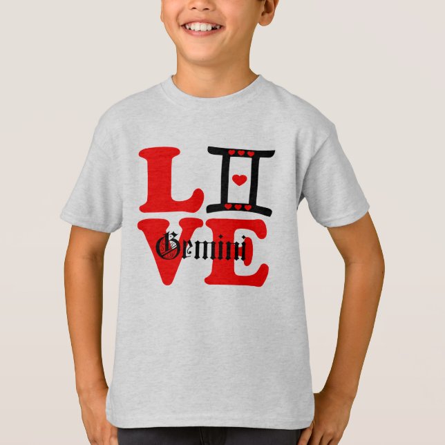 Camiseta ♊ 😍 Amo Gemini-Best Zodiac Rótulo Fab Crewneck (Anverso)