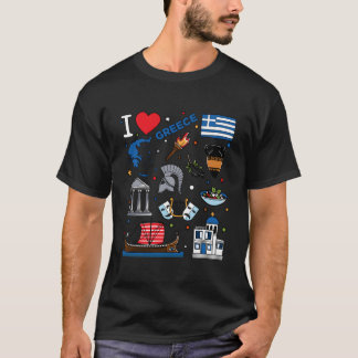 Camiseta Amo Grecia Dibujado a Mano Monumentos Griegos Band