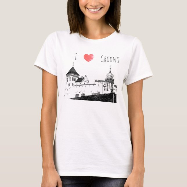 Camiseta Amo Grodno Belarus Architecture Sketch Castle (Anverso)