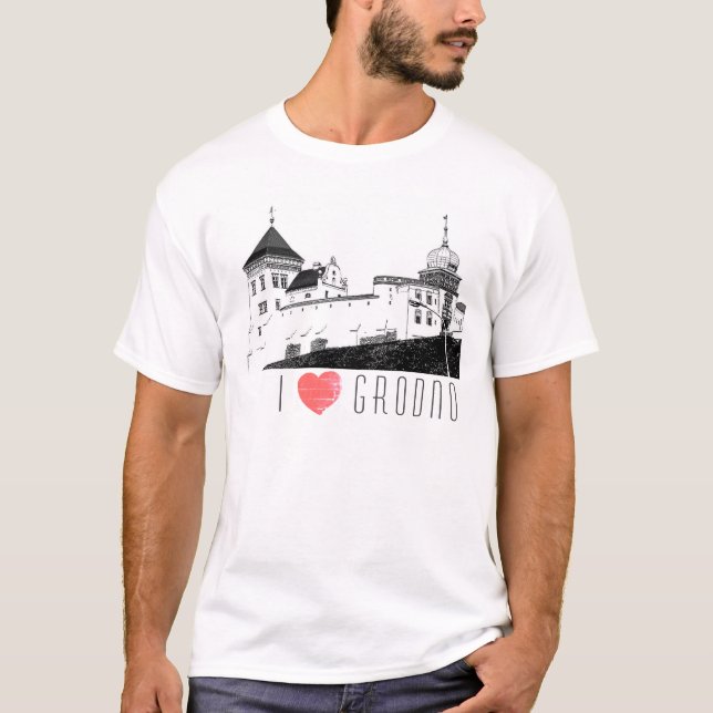 Camiseta Amo Grodno Belarus Architecture Sketch Castle (Anverso)