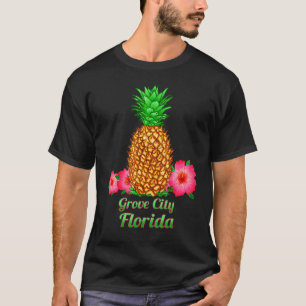 Camiseta Amo Grove City Florida Fl Pineapple Floral
