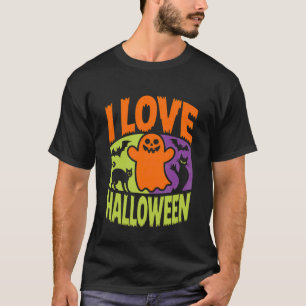 Camiseta Amo Halloween Gatos Fantasmales Murciélagos Divers