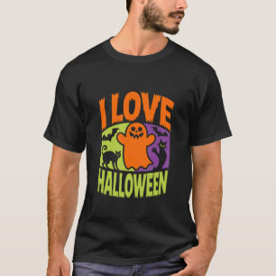 Camiseta Amo Halloween Gatos Fantasmales Murciélagos Divers