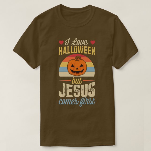 Camiseta Amo Halloween Pero Jesús Viene Primero Funny Chris (Diseño del anverso)