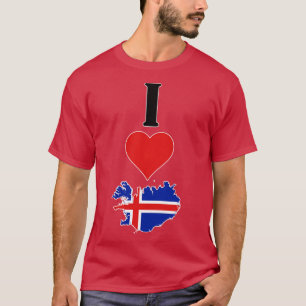 Camiseta Amo Islandia vertical I Heart Country Flag Map