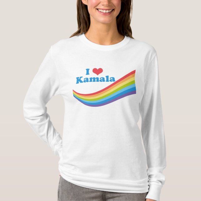 Camiseta Amo Kamala, Elección Cuidada en Arcoiris Larga Man (Anverso)