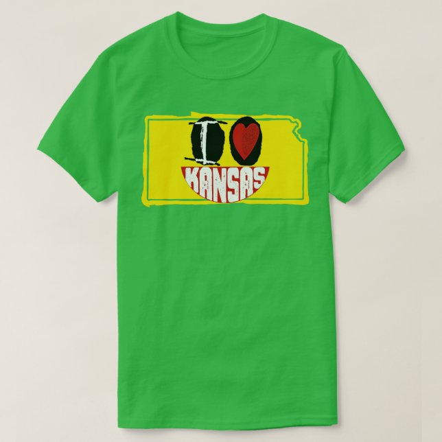 Camiseta Amo Kansas I Heart Kansas Happy Face (Diseño del anverso)