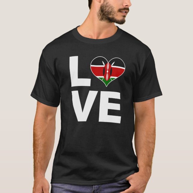Camiseta Amo Kenia: Bandera del Corazón (Anverso)