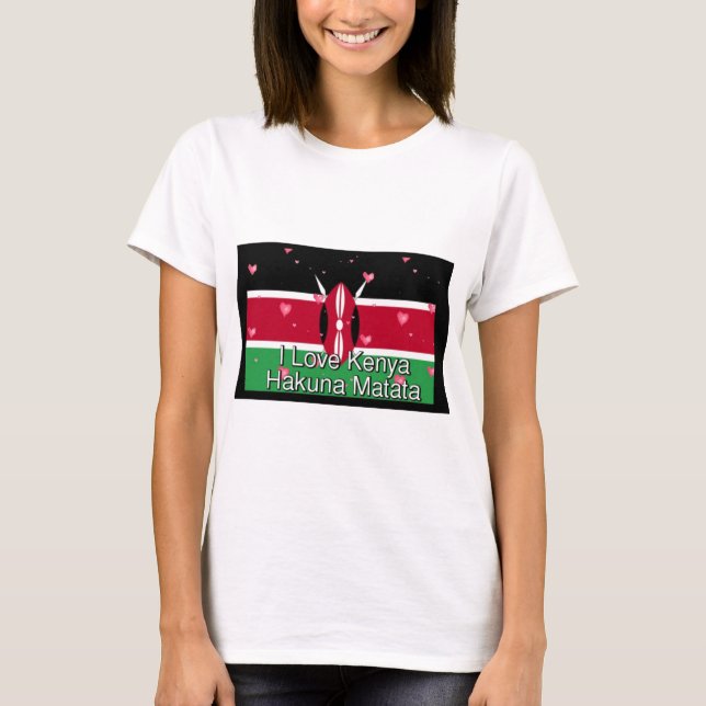 Camiseta Amo Kenia y la imagen artística de "Hakuna Matata" (Anverso)