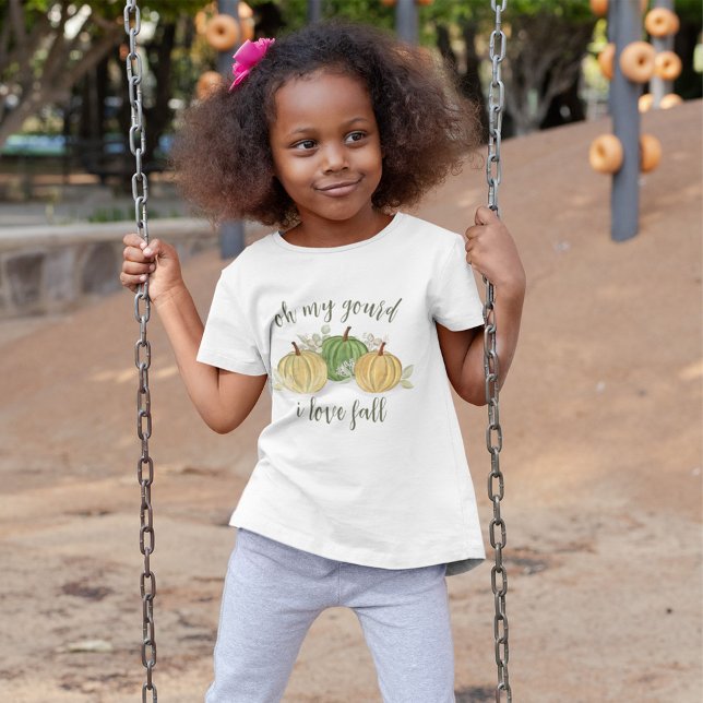 Camiseta Amo la acuarela de las calabazas de otoño (Oh My Gourd, I love fall cute girls' T-Shirt. )