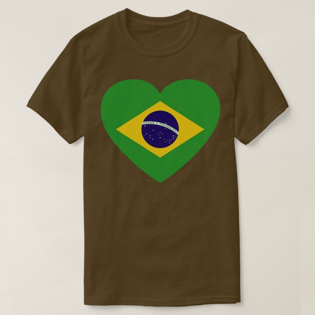 Camiseta Amo la bandera brasileña en forma de corazón (Diseño del anverso)