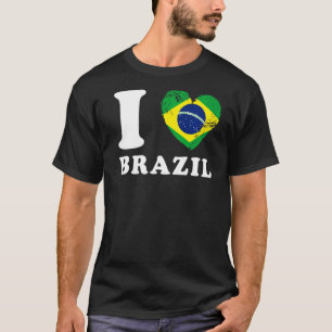 Camiseta Amo la bandera cardíaca de Brasil