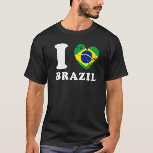 Camiseta Amo la bandera cardíaca de Brasil