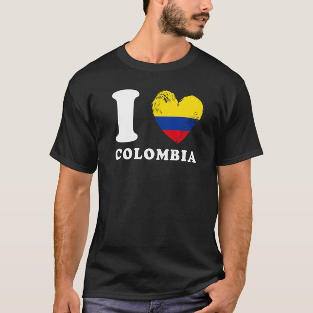 Camiseta Amo la bandera cardíaca de Colombia (Anverso)