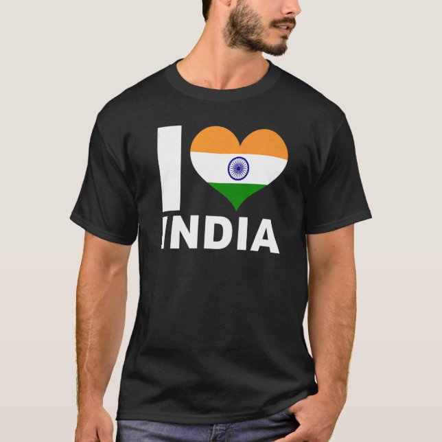 Camiseta Amo la bandera cardíaca de la India (Anverso)