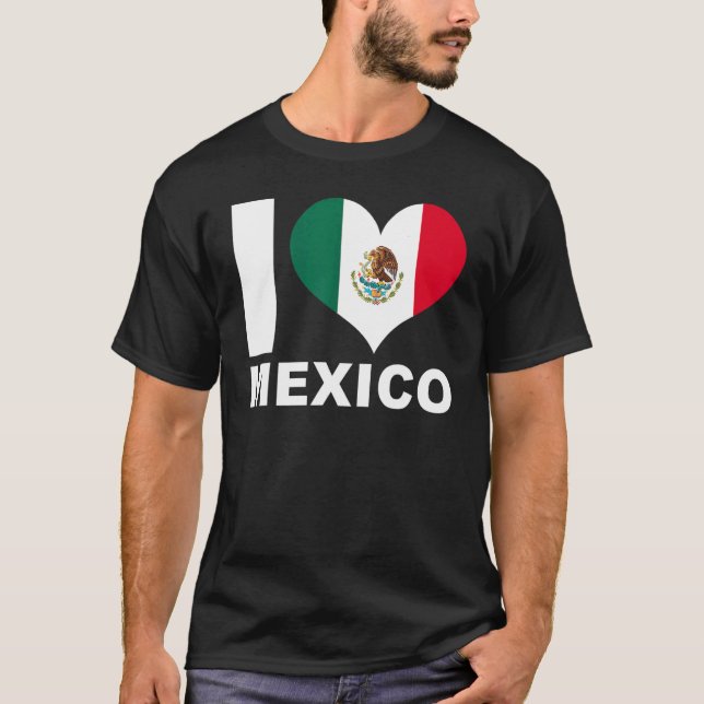 Camiseta Amo la bandera cardíaca de México México (Anverso)