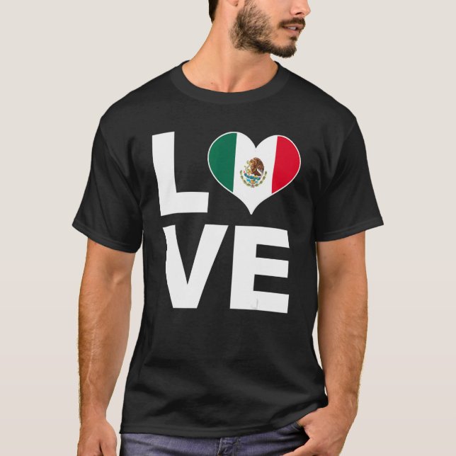 Camiseta Amo la bandera cardíaca de México México 1 (Anverso)