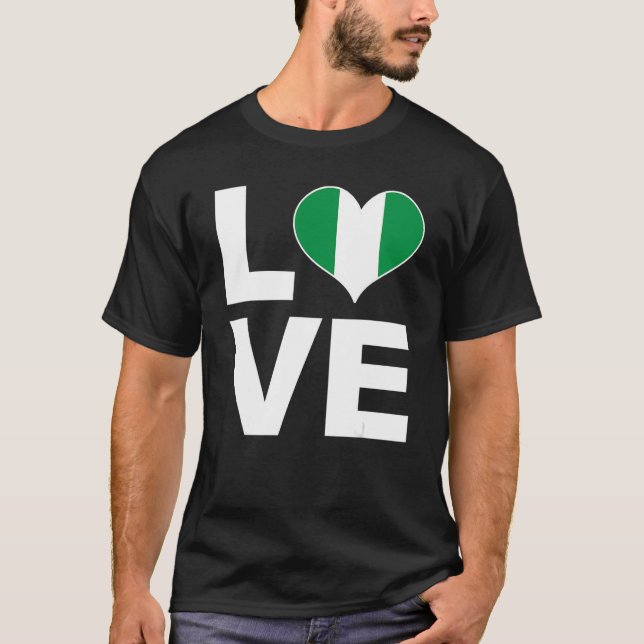 Camiseta Amo la bandera cardíaca de Nigeria (Anverso)