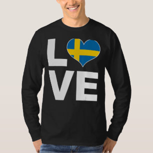 Camiseta Amo la bandera cardíaca sueca Suecia