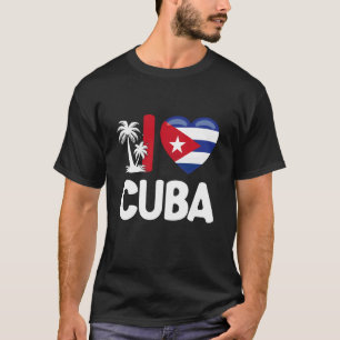Camiseta Amo la bandera cubana corazón