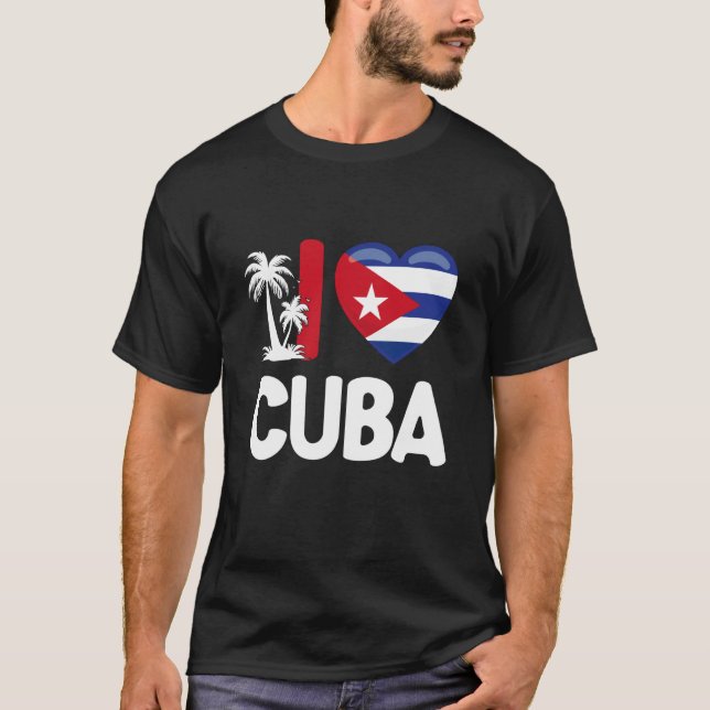 Camiseta Amo la bandera cubana corazón (Anverso)