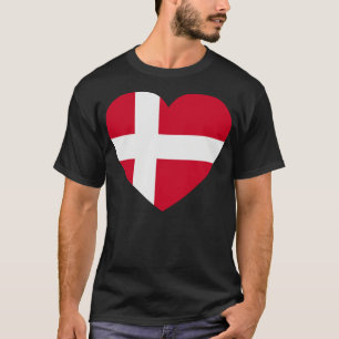 Camiseta Amo la bandera danesa en forma de corazón de Dinam