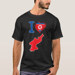 Camiseta Amo la bandera de Corea del Norte en forma de h