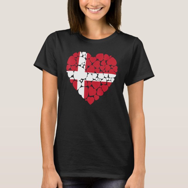 Camiseta Amo la bandera de Dinamarca Dinamarca (Anverso)